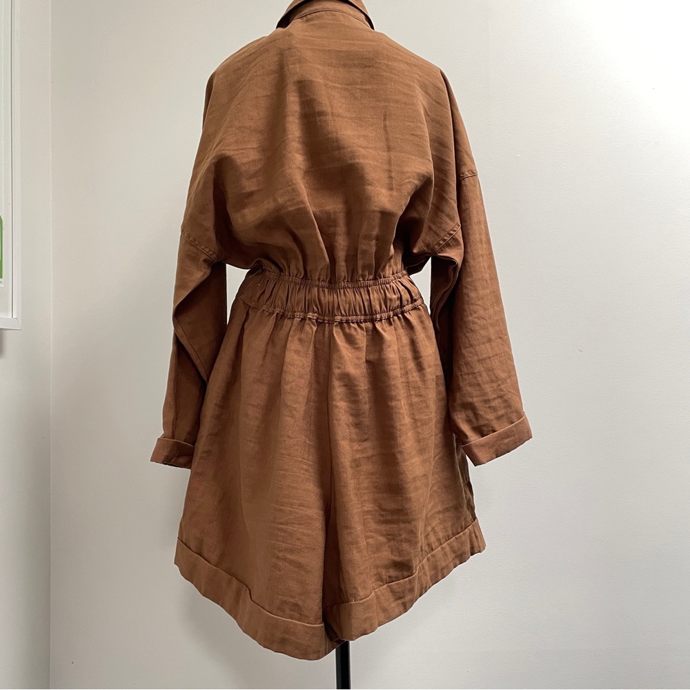 Zara Utility Jacket Romper in Warm Brown - Picture 4 of 9